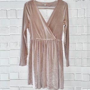 Suede Pink-Nude Long Sleeve Dress